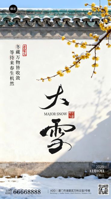 大雪节气祝福通用实景感竖版海报AIGC预览效果