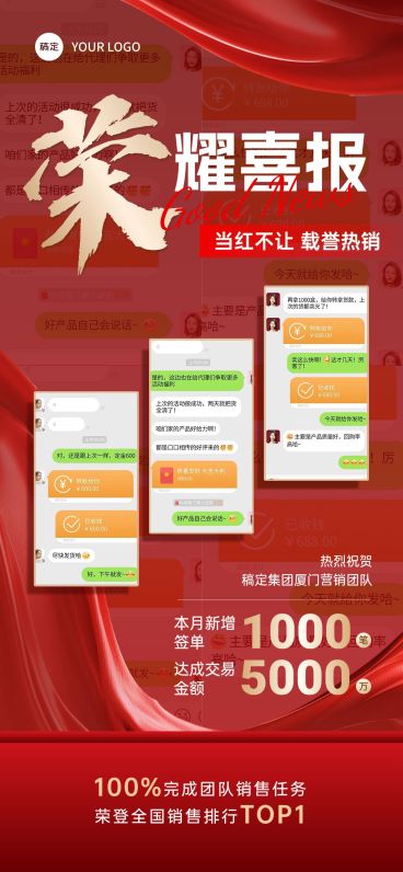 荣誉喜报战报成交订单全屏海报AIGC预览效果