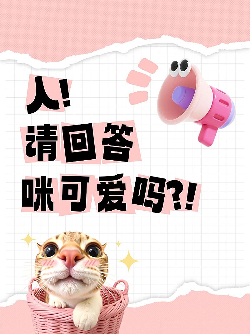 爆款吸睛大字猫咪可爱表情包小红书封面aigc