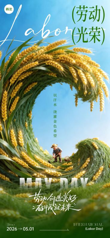 51五一劳动节节日祝福通用政务感全屏竖版海报预览效果