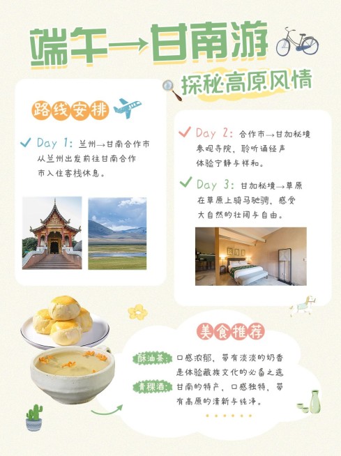 端午节旅游攻略手帐风实景配图小红书配图预览效果