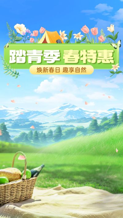 清明节踏青春季营销卖货直播背景