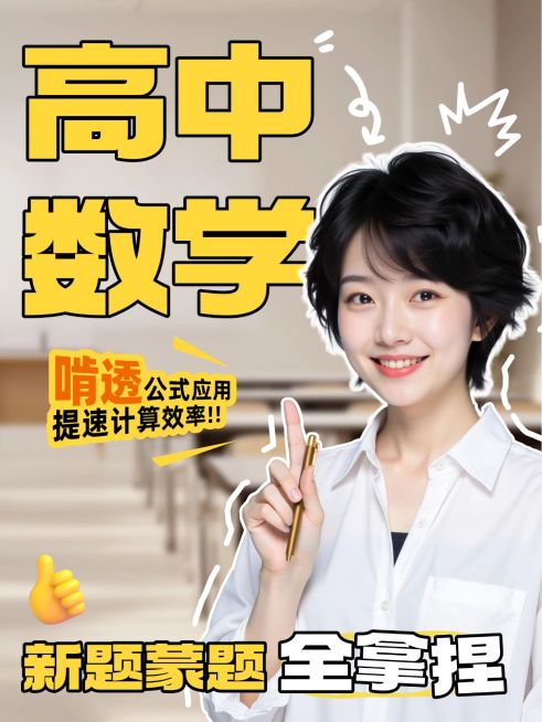 教育培训K12教育高中数学学习技巧分享人像小红书封面预览效果