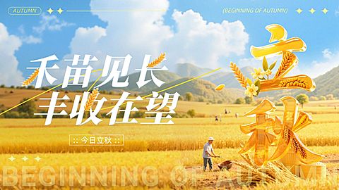 立秋节气祝福清新感公众号首图AIGC