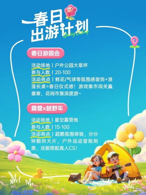春季旅游攻略宣传小红书配图AIGC预览效果