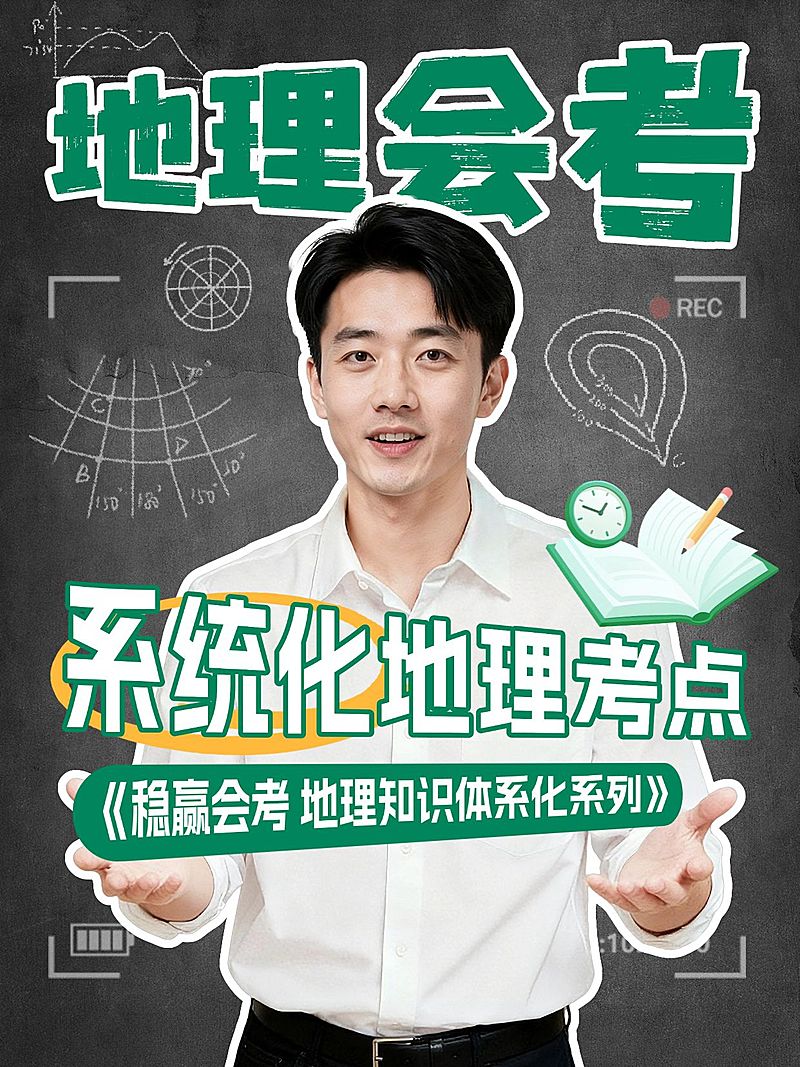 教育培训高中地理会考考点讲解人像小红书封面