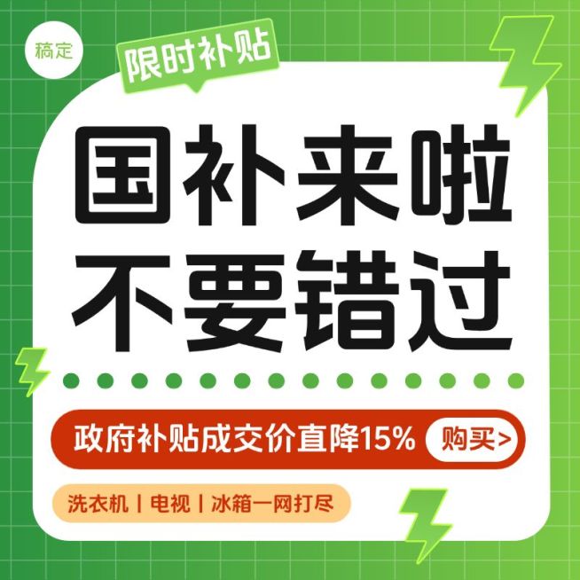 数码家电绿色系政府补贴国补商品主图预览效果