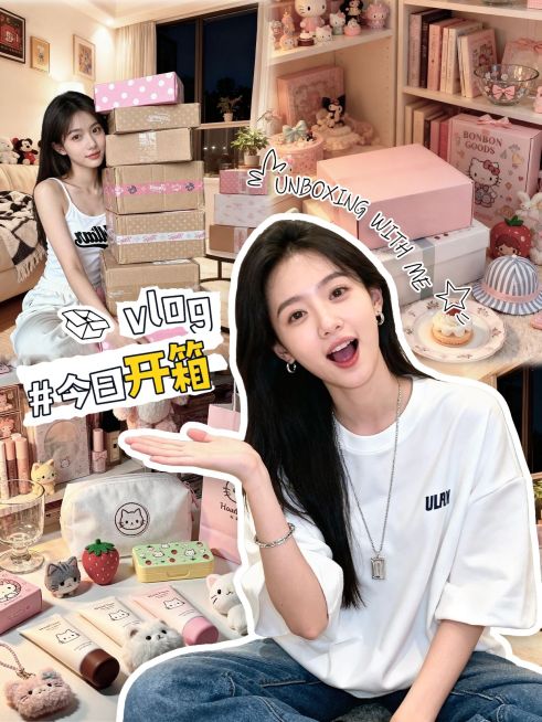 双11节点营销AI人像沉浸式开箱小红书封面AIGC预览效果