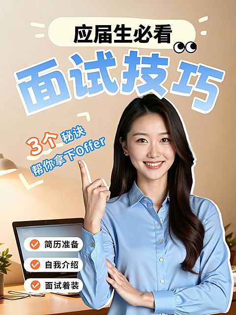 求职面试技巧攻略分享人像小红书封面