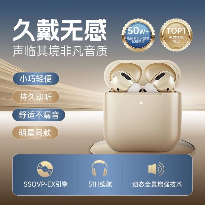 耳机3C数码家电金色科技感商品主图AIGC预览效果