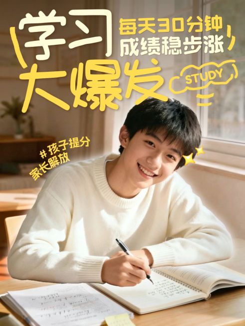 教育培训K12教育学习指南分享人像小红书封面预览效果