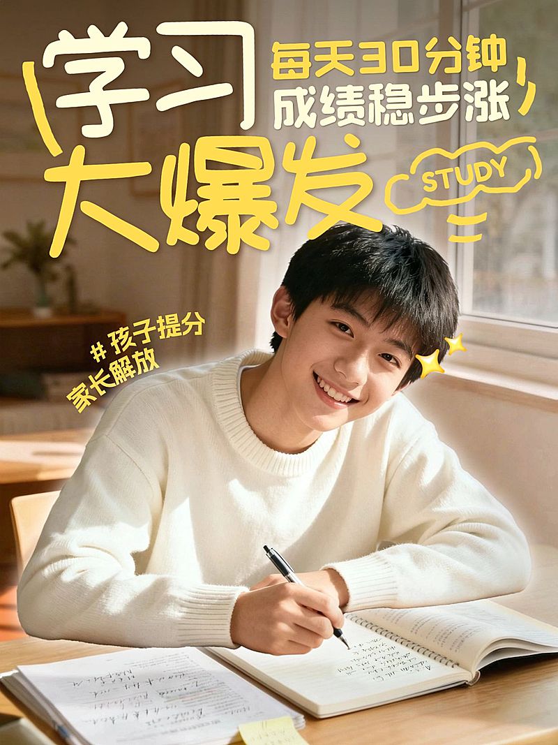 教育培训K12教育学习指南分享人像小红书封面