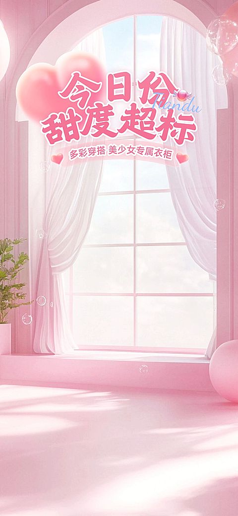 粉色少女风女装窗边直播间背景AIGC