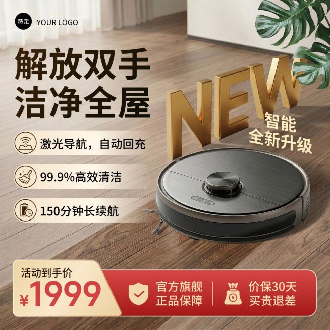 扫地机器人家居电器家电类电商零售主图直通车预览效果