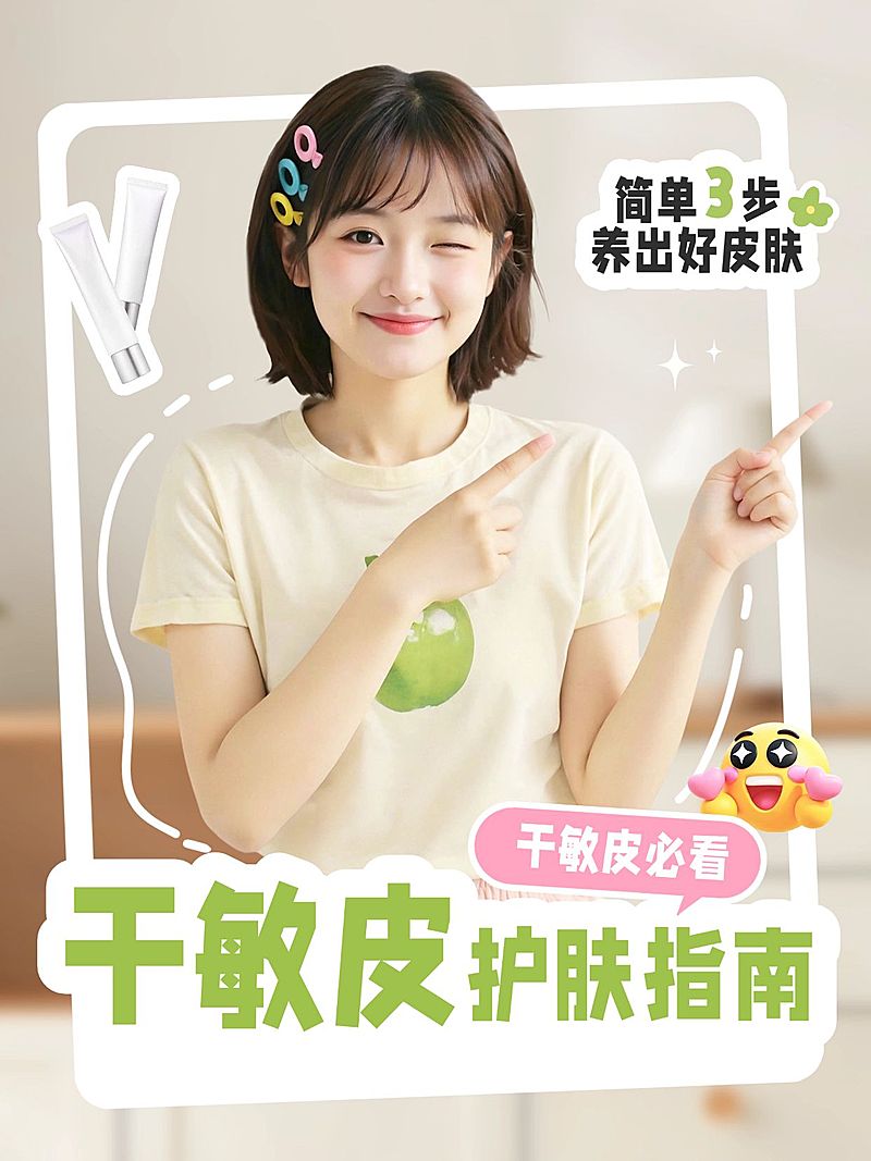 干敏皮肤护理指南人像小红书封面