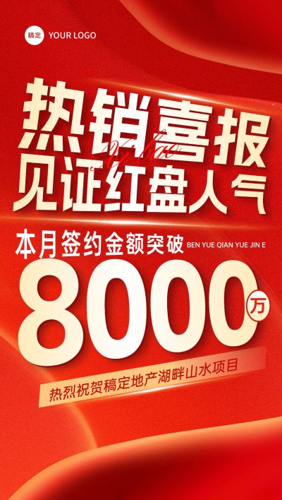 红金大字风地产喜报战报全屏海报AIGC