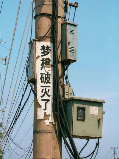 电线杆情感语录小红书封面aigc