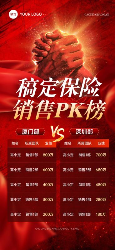金融保险业绩激励冲刺PK对抗赛海报预览效果