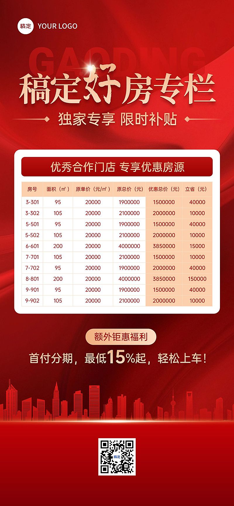 房地产中介促销感红金全屏竖版海报AIGC