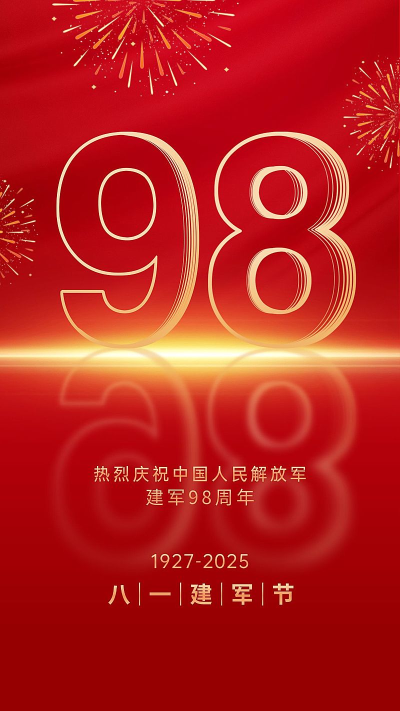 建军节节日祝福排版手机海报