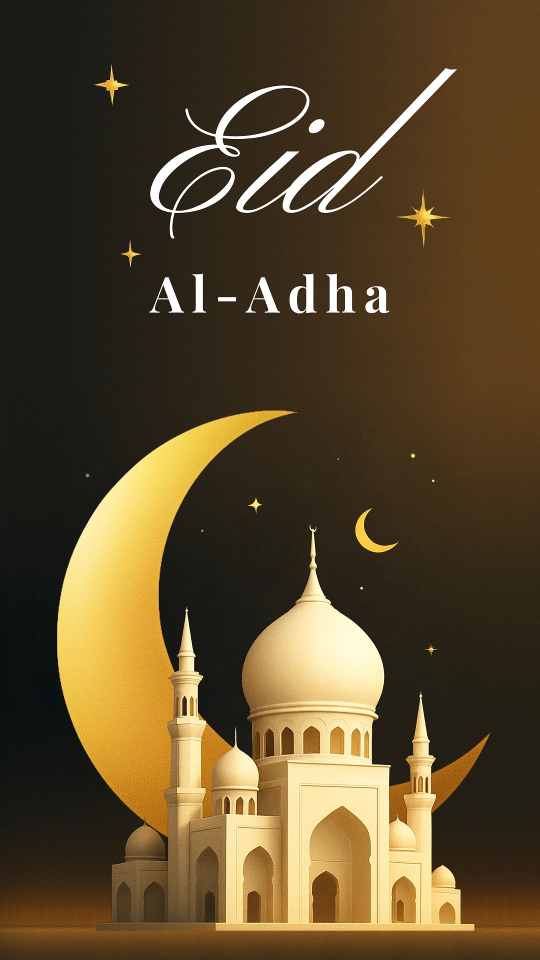 Eid Al Adha Luxurious Black and Gold C4D Buildings Holidays Greetings Instagram Story Image
