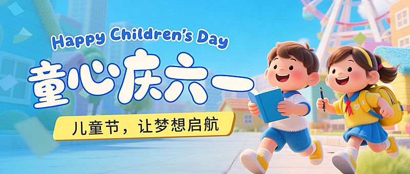 六一儿童节节日祝福教育培训可爱感公众号首图