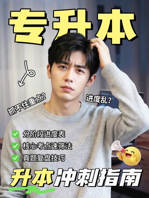 教育培训学历提升专升本备考攻略分享人像小红书封面预览效果