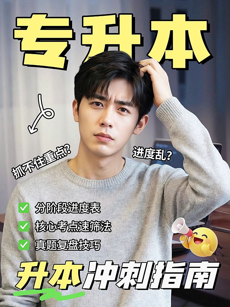 教育培训学历提升专升本备考攻略分享人像小红书封面