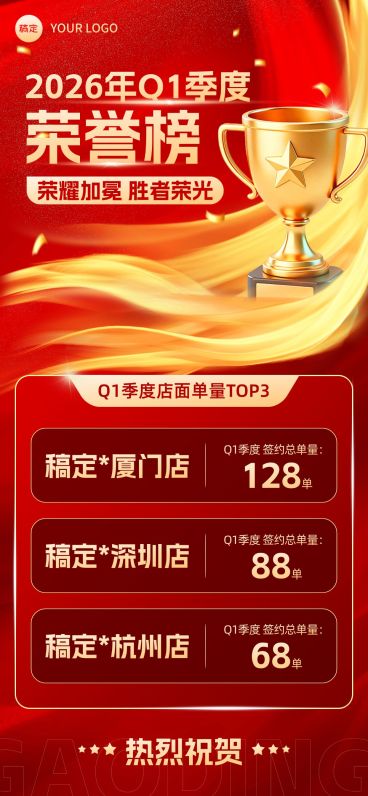 房地产中介门店销售业绩排行榜预览效果