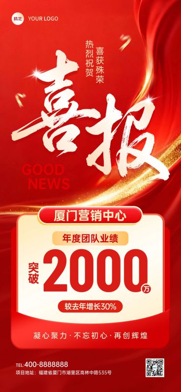 企业红金风业绩喜报预览效果