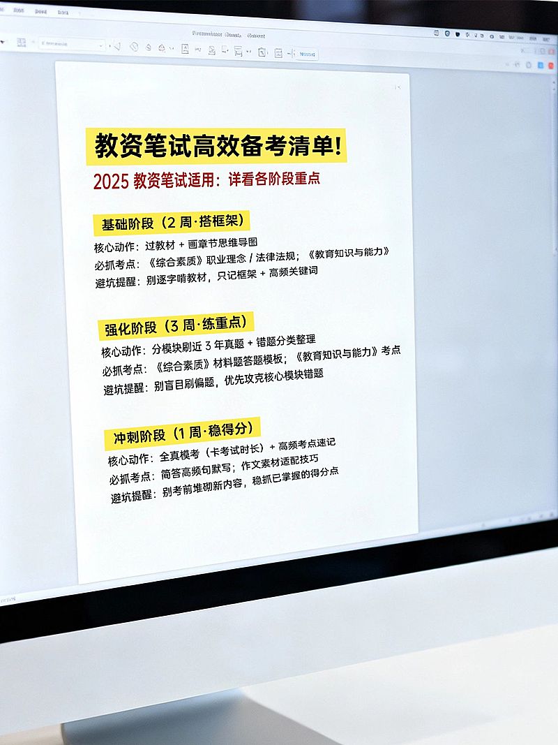 教育培训职业技能教资笔试要点清单小红书封面