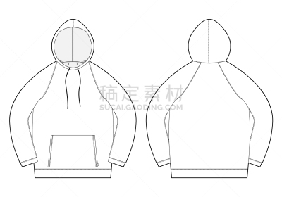 technical sketch for men hoodie front and back