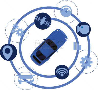 智能汽车,绘画插图,图标,分离着色,安全的,汽车,交通,自立,设计