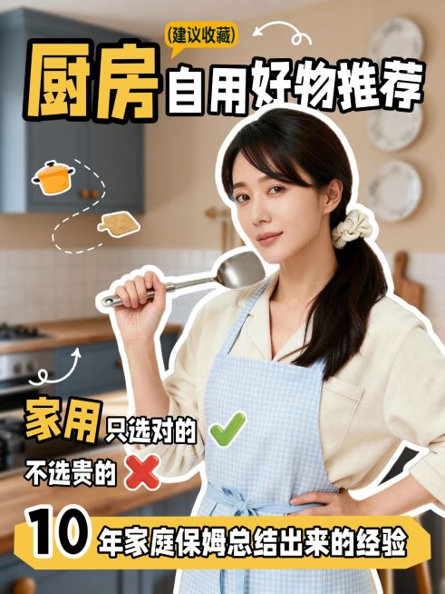 家居厨房自用好物推荐人像小红书封面预览效果