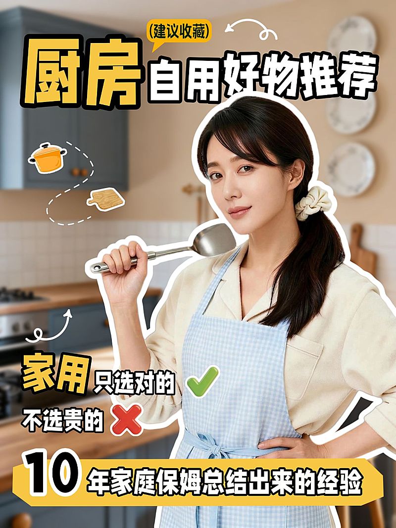 家居厨房自用好物推荐人像小红书封面