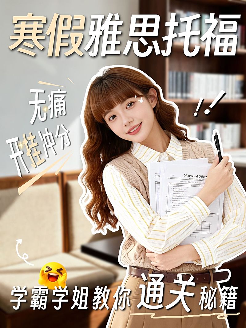 教育培训学历教育雅思托福学习攻略分享人像小红书封面