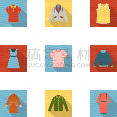 巨大的,服装店,扁平化设计,计算机图标,分离着色,商务,外套,纺织品,收集,布置