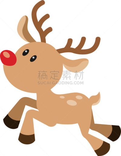 可爱的,红松,小丑鼻,圣诞老公,鹿角,节日,欢乐,红鼻子驯鹿,分离着色,驯鹿