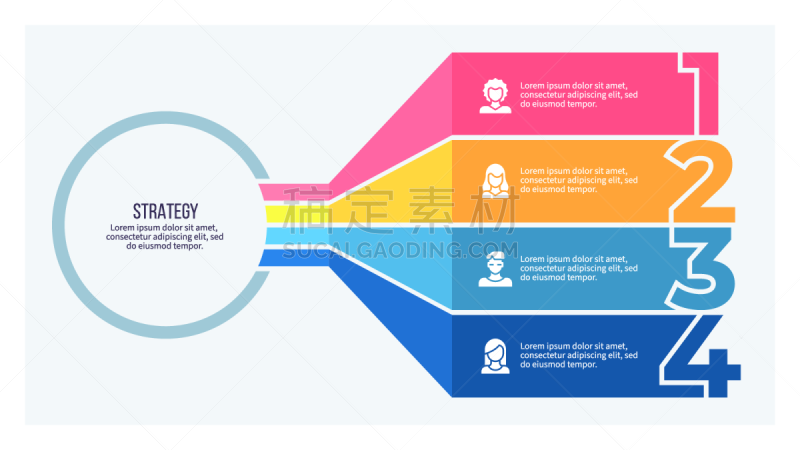 商务,模板,信息图表,数字4,矢量,横截面,策略,图表,想法,层级