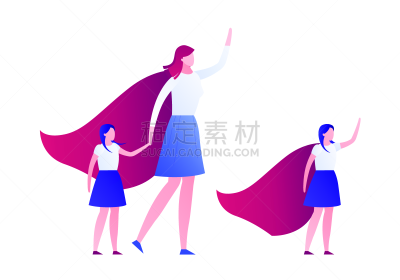 家庭,现代,女孩,白色,红色,女性,力量,矢量,女儿,斗篷