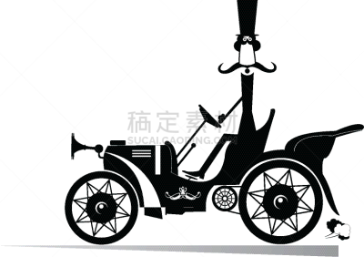 分离着色,男人,汽车,白色,大礼帽,迅速,图像,小胡子,嘻哈汽车,复古