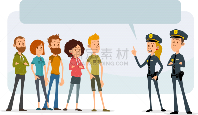 警官,卡通,平坦的,青少年,性格,可爱的,商务,空的,背景分离,女人