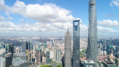 无人机拍摄 上海陆家嘴金融区 鸟瞰。