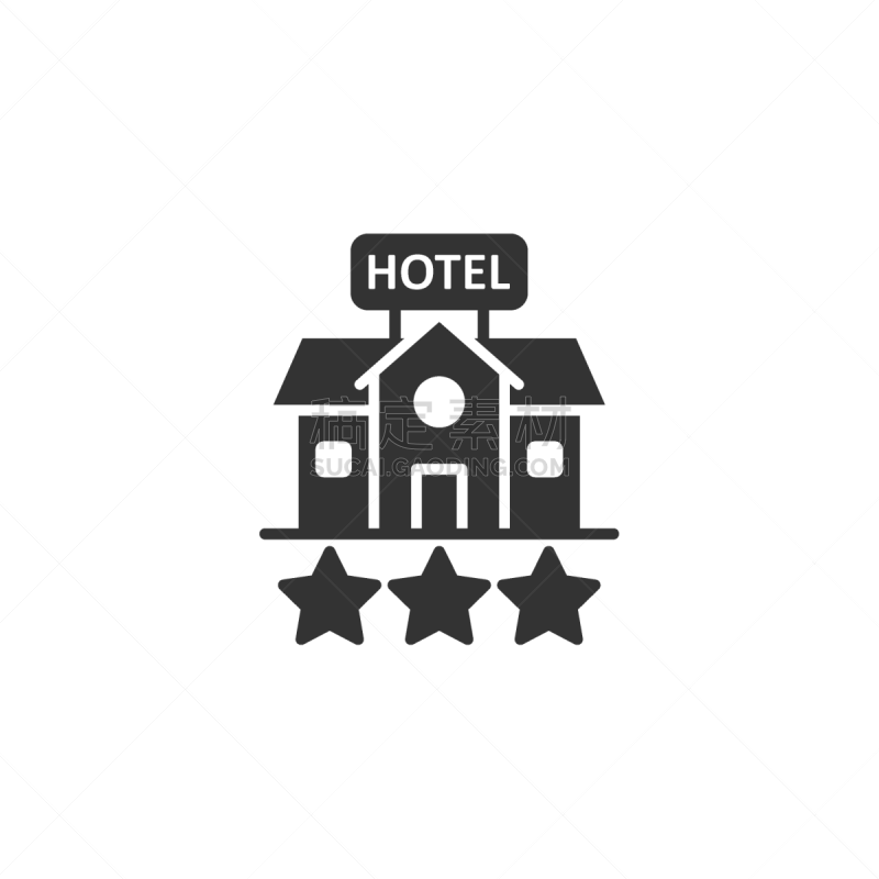 hotel 3 stars sign icon in flat style inn