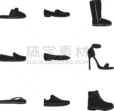 鞋子,巨大的,黑色,计算机图标,时尚,分离着色,拖鞋,凉鞋,收集,布置