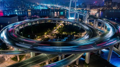 延时-夜间上海南浦大桥(MS HA Panning)