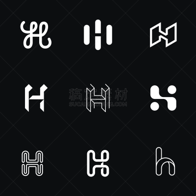 品牌名称,英文字母h,信函,极简构图,商务,几何形状,字母,模板,现代,线条画