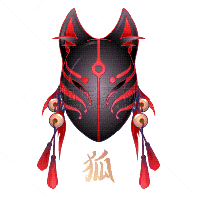 面具,狐狸,插画,亚洲,传统,面罩,飘然,象形文字,设计