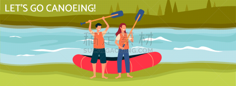 lets go canoeing banner or poster template with