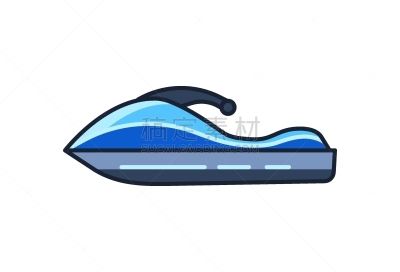 绘画插图,喷水推进艇,矢量,计算机图标,白色背景,蓝色,蜘蛛网,平坦的,分离着色,设计